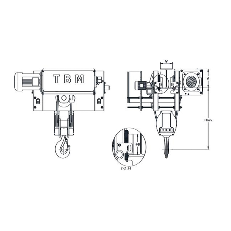 Palan cu cablu SHA7 cu încăpere redusă