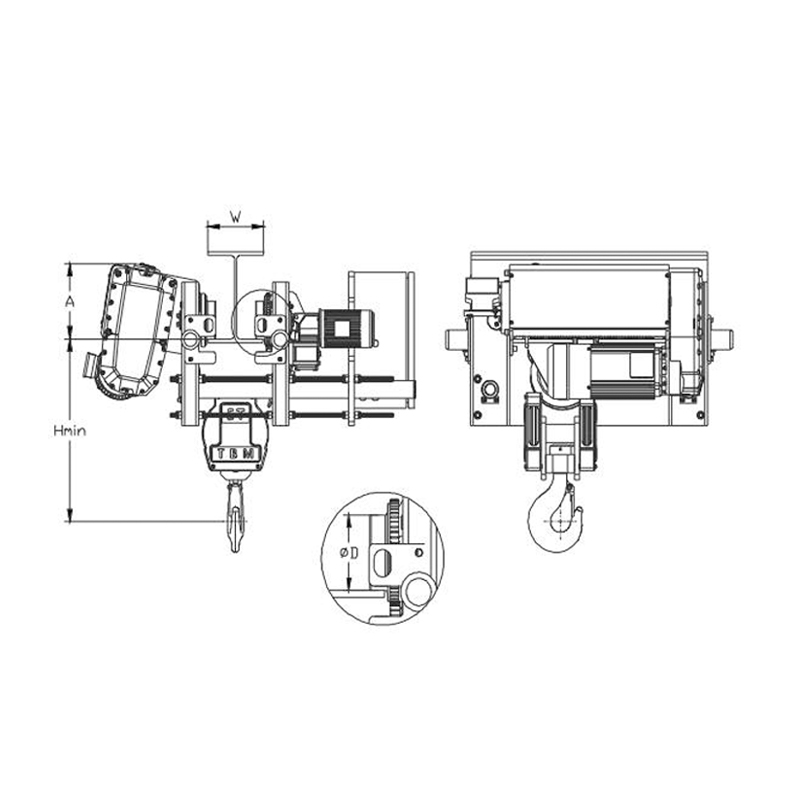 Palan electric cu cablu SHA8 cu încăpere redusă